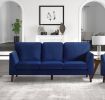 Modern Contemporary Living Room 1pc Sofa Blue Velvet Upholstery Dark Brown Legs Solid Wood Furniture