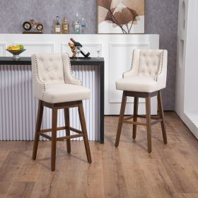 COOLMORE Bar Stools Set of 2 Counter Height Chairs with Footrest for Kitchen