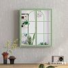 23.62 "Vintage Two Door Wall Cabinet with Mirror, Three-level Entrance Storage Space for Living Room, Bathroom, Dining Room, Green