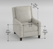 Modern Home Furniture Reclining Chair 1pc Gray Textured Fabric Upholstered Nailhead Trim Solid Wood Frame Self-Reclining Motion Chair