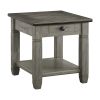 Coffee and Antique Gray Finish 1pc End Table with Drawer Bottom Shelf Wooden Living Room Furniture Side Table