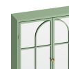 23.62 "Vintage Two Door Wall Cabinet with Mirror, Three-level Entrance Storage Space for Living Room, Bathroom, Dining Room, Green