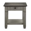 Coffee and Antique Gray Finish 1pc End Table with Drawer Bottom Shelf Wooden Living Room Furniture Side Table