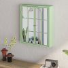 23.62 "Vintage Two Door Wall Cabinet with Mirror, Three-level Entrance Storage Space for Living Room, Bathroom, Dining Room, Green