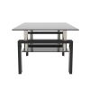 Rectangle Black Glass Coffee Table, Clear Coffee Table,Modern Side Center Tables for Living Room, Living Room Furniture