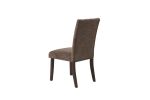 Modern Mocha Finish Fabric 2pc Side Chairs Tufted Upholstered Back Rustic Espresso Wooden Legs Dining Room