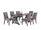 Modern Mocha Finish Fabric 2pc Side Chairs Tufted Upholstered Back Rustic Espresso Wooden Legs Dining Room