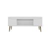 Manhattan Comfort Bradley 62.99 TV Stand White with 2 Media Shelves and 2 Storage Shelves in White with Solid Wood Legs