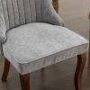 Rayon Cloth Flocking Linen Dining Chairs Channel Kitchen Dinner Chair Comfy Fabric Upholstered Accent Chair for Dining Room with Curved Solid Wood Leg