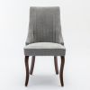 Rayon Cloth Flocking Linen Dining Chairs Channel Kitchen Dinner Chair Comfy Fabric Upholstered Accent Chair for Dining Room with Curved Solid Wood Leg