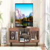 TV Stand for 55/60/65/70", Wood Entertainment Center with Power Outlets, Media Console with Sliding Doors and Open Shelf for Living Room