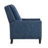 Modern Home Furniture Reclining Chair 1pc Blue Textured Fabric Upholstered Nailhead Trim Solid Wood Frame Self-Reclining Motion Chair