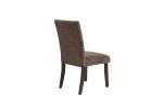 Modern Mocha Finish Fabric 2pc Side Chairs Tufted Upholstered Back Rustic Espresso Wooden Legs Dining Room