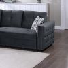 Black Velvet Convertible Sectional Sofa Pull out Bed Couch Storage Chaise Tufted Reversible 2pc Sectional Living Room