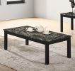 Contemporary Black Faux Marble Top 1x Coffee Table and 2x End Tables 3pc Coffee Table Set Living Room Furniture