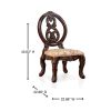 Traditional Brown Cherry 2pcs Side Chairs Tan Fabric Seats w Welt Faux Wood Carved Details Solid wood Dining Room Furniture