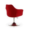 Manhattan Comfort Kinsey Red and Polished Chrome Wool Blend Adjustable Height Swivel Accent Chair