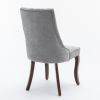 Rayon Cloth Flocking Linen Dining Chairs Channel Kitchen Dinner Chair Comfy Fabric Upholstered Accent Chair for Dining Room with Curved Solid Wood Leg