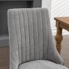 Rayon Cloth Flocking Linen Dining Chairs Channel Kitchen Dinner Chair Comfy Fabric Upholstered Accent Chair for Dining Room with Curved Solid Wood Leg