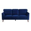 Modern Contemporary Living Room 1pc Sofa Blue Velvet Upholstery Dark Brown Legs Solid Wood Furniture