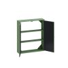 23.62 "Vintage Two Door Wall Cabinet with Mirror, Three-level Entrance Storage Space for Living Room, Bathroom, Dining Room, Green