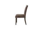 Modern Mocha Finish Fabric 2pc Side Chairs Tufted Upholstered Back Rustic Espresso Wooden Legs Dining Room