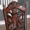 Traditional 2pcs Side Chairs Brown Cherry Leatherette Seats Faux Wood Carved Details Formal Solid wood Dining Room Furniture