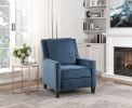 Modern Home Furniture Reclining Chair 1pc Blue Textured Fabric Upholstered Nailhead Trim Solid Wood Frame Self-Reclining Motion Chair