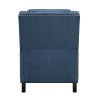 Modern Home Furniture Reclining Chair 1pc Blue Textured Fabric Upholstered Nailhead Trim Solid Wood Frame Self-Reclining Motion Chair