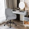 Linen Accent Adjustable Rolling Swivel Home Office Chair with Armrest