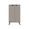 Manhattan Comfort Hampton Shoe Closet with 4 Shelves Solid Wood Legs in Off White and Maple Cream