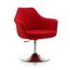 Manhattan Comfort Kinsey Red and Polished Chrome Wool Blend Adjustable Height Swivel Accent Chair