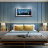 Family Canvas Wall Art-Navy Blue Family Wall Decor-Family Word Sign Canvas Prints Picture Painting Modern Artwork for Bedroom Living Room Home Decorat