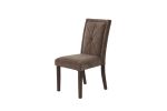 Modern Mocha Finish Fabric 2pc Side Chairs Tufted Upholstered Back Rustic Espresso Wooden Legs Dining Room