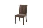 Modern Mocha Finish Fabric 2pc Side Chairs Tufted Upholstered Back Rustic Espresso Wooden Legs Dining Room