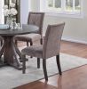 Modern Mocha Finish Fabric 2pc Side Chairs Tufted Upholstered Back Rustic Espresso Wooden Legs Dining Room