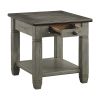 Coffee and Antique Gray Finish 1pc End Table with Drawer Bottom Shelf Wooden Living Room Furniture Side Table