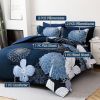 Blue 7 Pieces Bed in A Bag, Soft Microfiber Complete Bedding Sets Boho Comforter Set for All Season, Queen