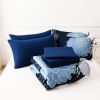 Blue 7 Pieces Bed in A Bag, Soft Microfiber Complete Bedding Sets Boho Comforter Set for All Season, Queen