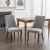 Rayon Cloth Flocking Linen Dining Chairs Channel Kitchen Dinner Chair Comfy Fabric Upholstered Accent Chair for Dining Room with Curved Solid Wood Leg