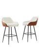 26" Modern Counter Height Bar Stools Set of 2, Mid Century Leather Upholstered Accent Arm Bar Stools