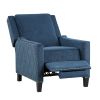 Modern Home Furniture Reclining Chair 1pc Blue Textured Fabric Upholstered Nailhead Trim Solid Wood Frame Self-Reclining Motion Chair