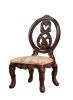 Traditional Brown Cherry 2pcs Side Chairs Tan Fabric Seats w Welt Faux Wood Carved Details Solid wood Dining Room Furniture