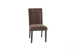 Modern Mocha Finish Fabric 2pc Side Chairs Tufted Upholstered Back Rustic Espresso Wooden Legs Dining Room