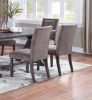 Modern Mocha Finish Fabric 2pc Side Chairs Tufted Upholstered Back Rustic Espresso Wooden Legs Dining Room