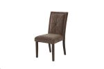 Modern Mocha Finish Fabric 2pc Side Chairs Tufted Upholstered Back Rustic Espresso Wooden Legs Dining Room