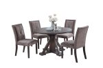 Modern Mocha Finish Fabric 2pc Side Chairs Tufted Upholstered Back Rustic Espresso Wooden Legs Dining Room