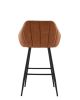 26" Modern Counter Height Bar Stools Set of 2, Mid Century Leather Upholstered Accent Arm Bar Stools