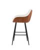 26" Modern Counter Height Bar Stools Set of 2, Mid Century Leather Upholstered Accent Arm Bar Stools