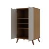 Manhattan Comfort Hampton Shoe Closet with 4 Shelves Solid Wood Legs in Off White and Maple Cream